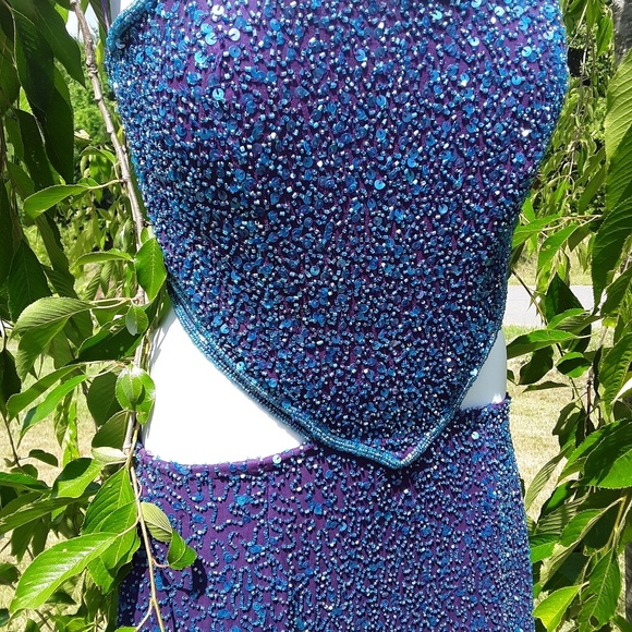 Scala Beaded Side Slit Open Side Strap Back Gown - Picture 3 of 8